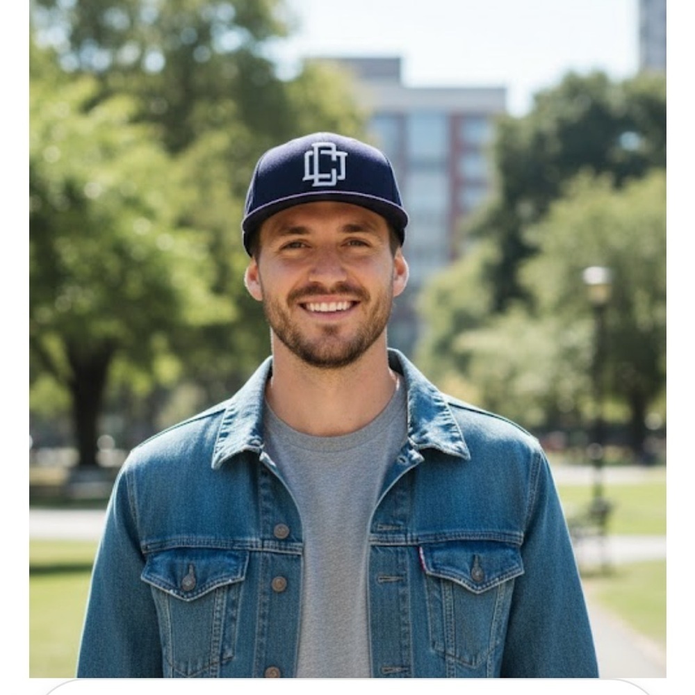 Blue Corduroy SnapBack Cap with White DC Logo all cotton adjustable sizing